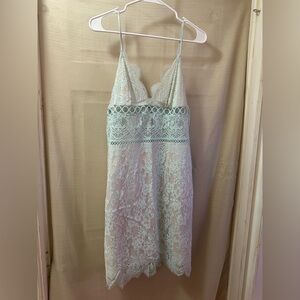 Victoria’s Secret Lace Chemise Nightgown Small Mint Pink Sheer Lingerie